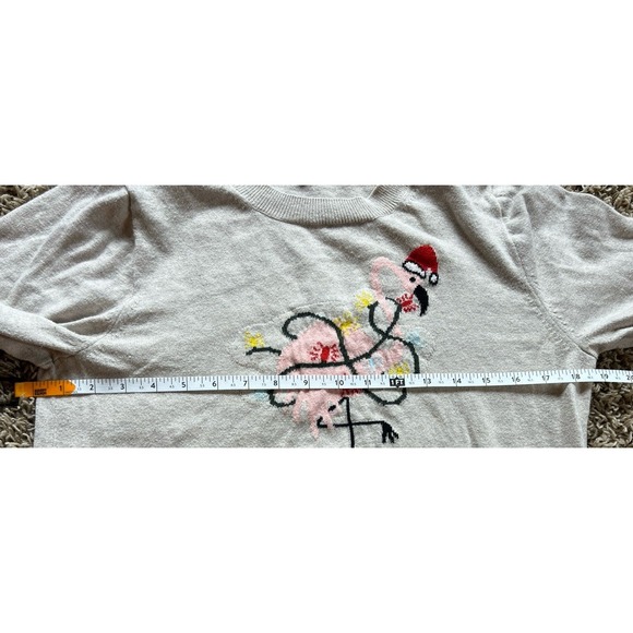 J. Crew Holiday Christmas Flamingo/ Sweater size L K4601 - Picture 6 of 8